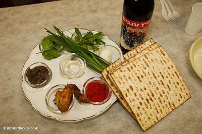 Passover-seder-plate-with-matza-and-wine-tb042305350-bibleplaces